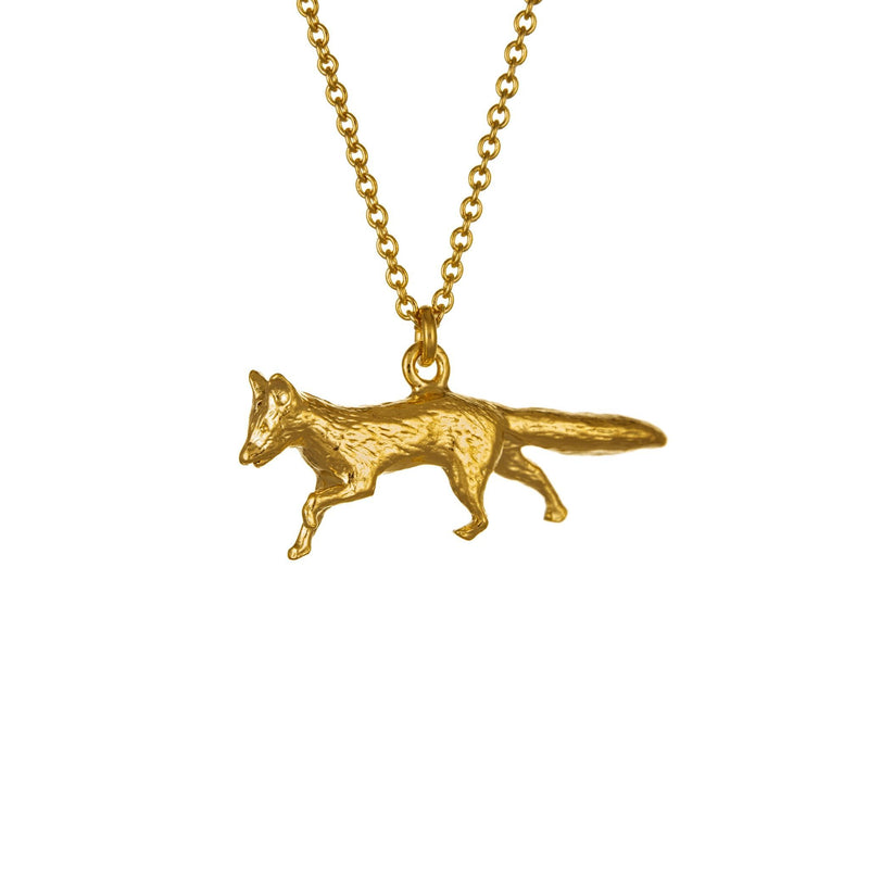 Alex Monroe Jewellery Prowling Fox Necklace Gold Plated TCN8-GP front