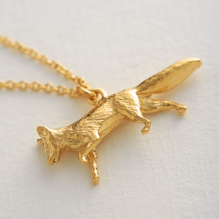 Alex Monroe Jewellery Prowling Fox Necklace Gold Plated TCN8-GP on paper