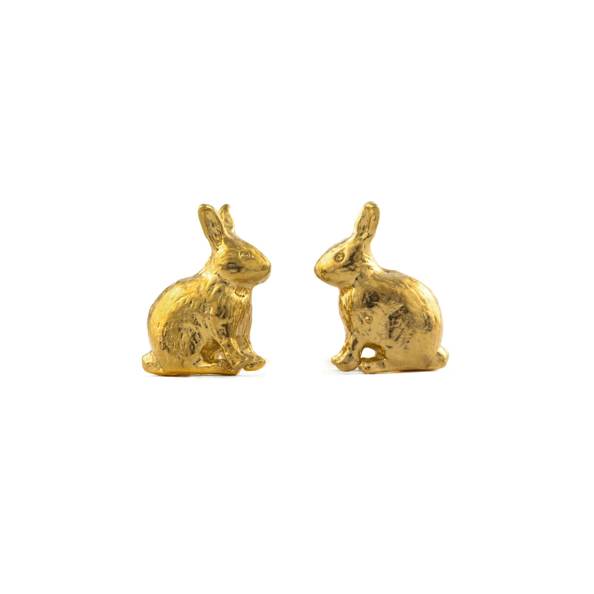 Alex Monroe Jewellery Sitting Bunny Stud Earrings Gold Plated TCE1-GP front