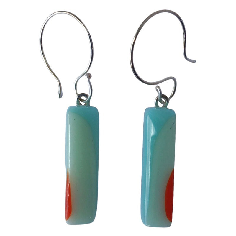 Alicia MacInnes Fused Glass Jewellery Artichoke Burst Dangly Earrings long front