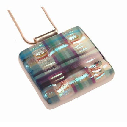 Alicia MacInnes Fused Glass Jewellery Iona Tartan Square Necklace