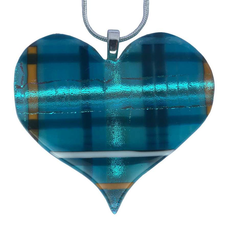Alicia MacInnes Fused Glass Jewellery Skye Tartan Pendant Heart Necklace