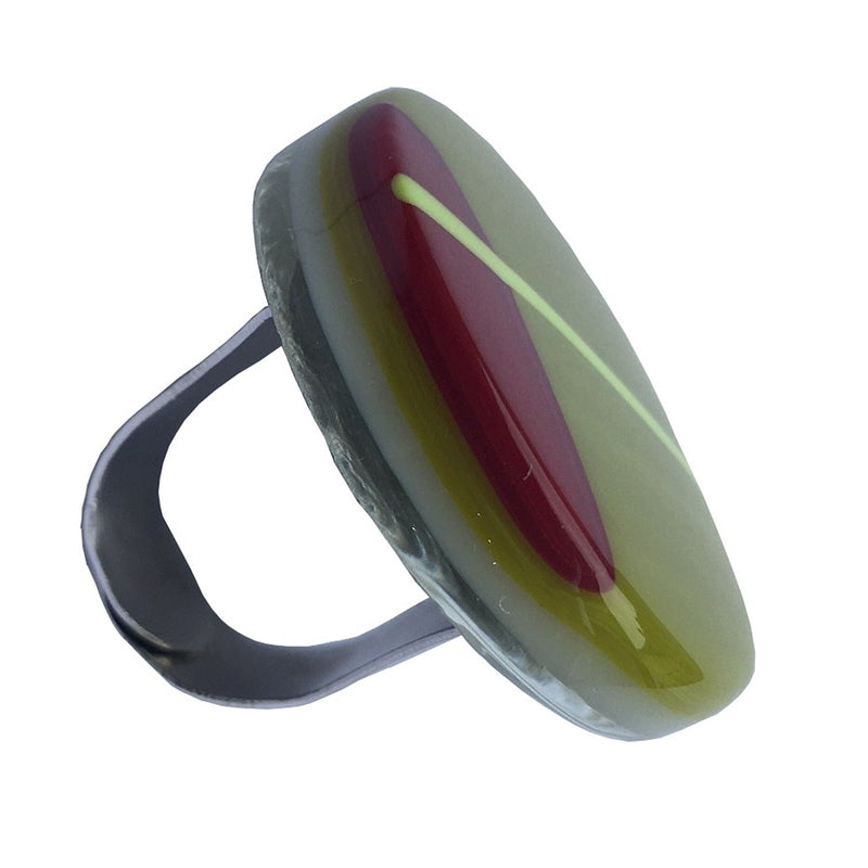 Alicia MacInnes Fused Glass Jewellery Spring Green Round Ring side