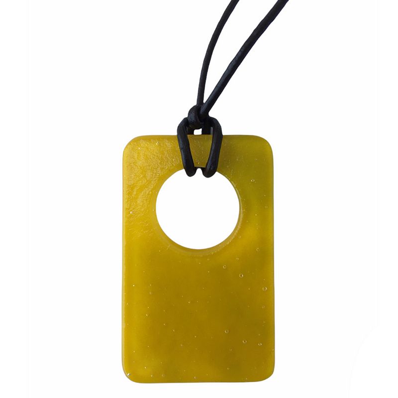 Alicia MacInnes Fused Glass Jewellery Yellow Leaf Holey Necklace back
