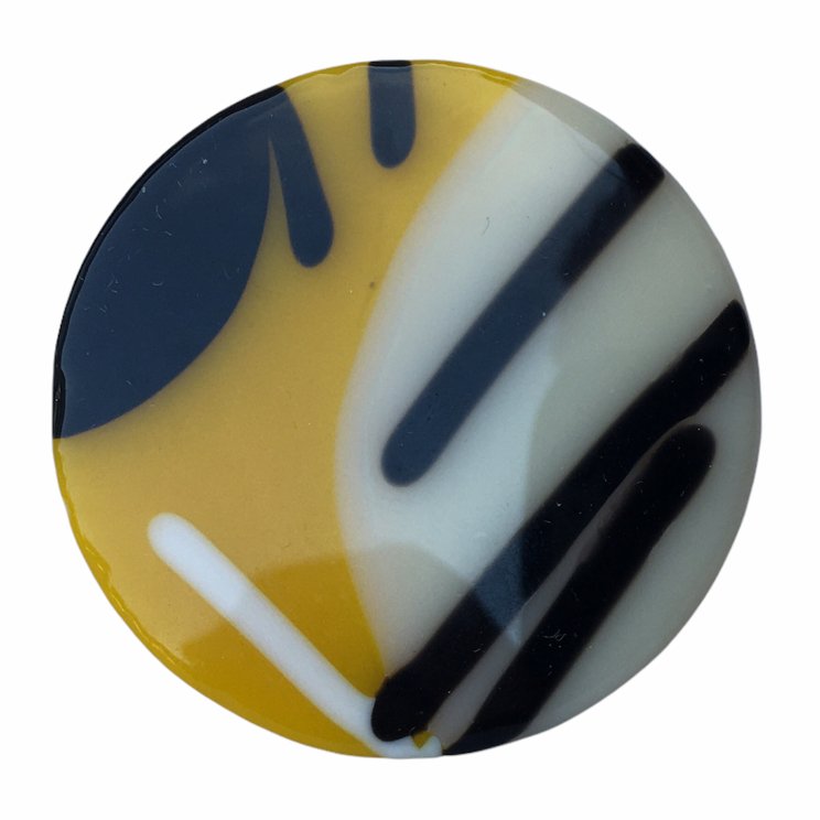 Alicia MacInnes Fused Glass Jewellery Yellow Leaf Round Ring front