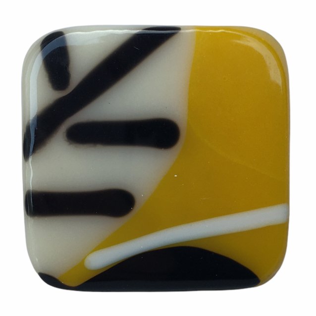 Alicia MacInnes Fused Glass Jewellery Yellow Leaf Square Ring front