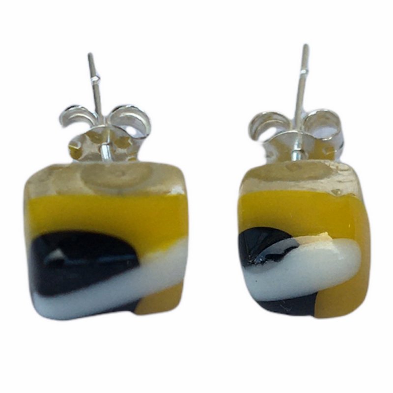 Alicia MacInnes Fused Glass Jewellery Yellow Leaf Stud Earrings main