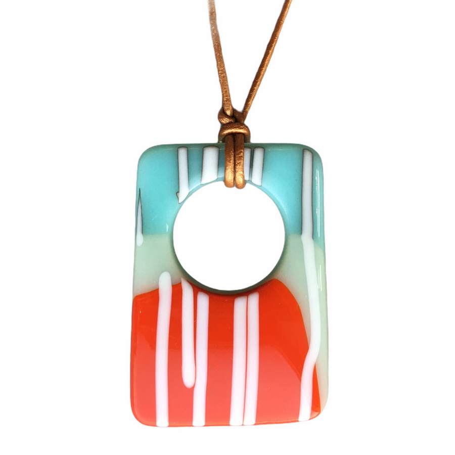 Alicia MacInnes Teal & Orange Holey Necklace close-up