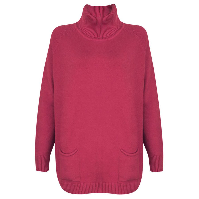 Amazing Woman Anna Roll Neck Tunic Jumper in Rose Pink