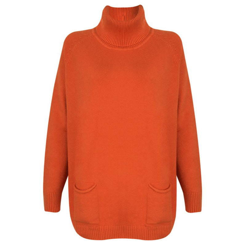 Amazing Woman Anna Roll Neck Tunic Jumper in Satsuma front