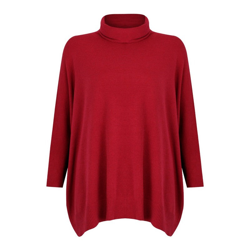 Amazing Woman Catrin Oversized Polo Knit Berry Red
