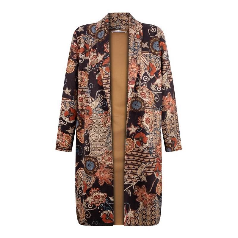 Amazing Woman Heidi Sueded Patch Work Print Coat front