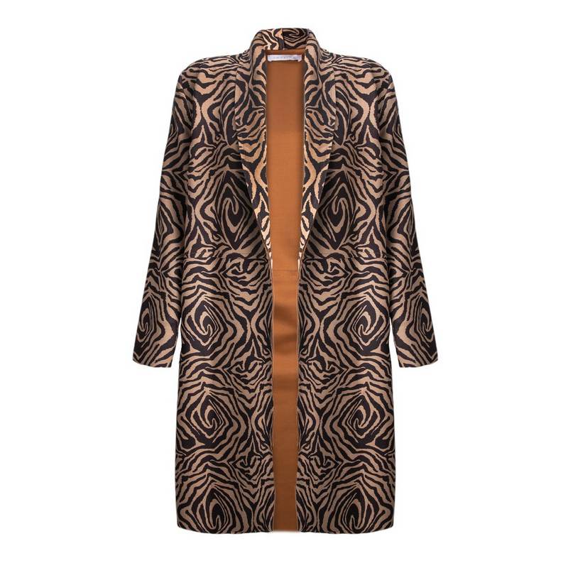 Amazing Woman Heidi Sueded Zebra Print Coat front