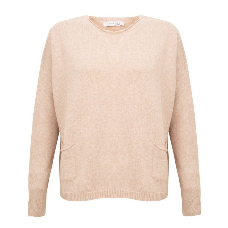 Amazing Woman Jodie Round Neck Jumper in Beige front