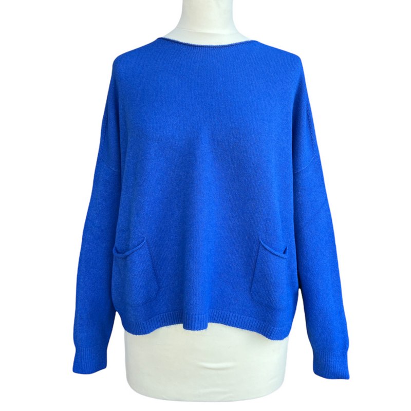 Amazing Woman Jodie Round Neck Jumper in China Blue front