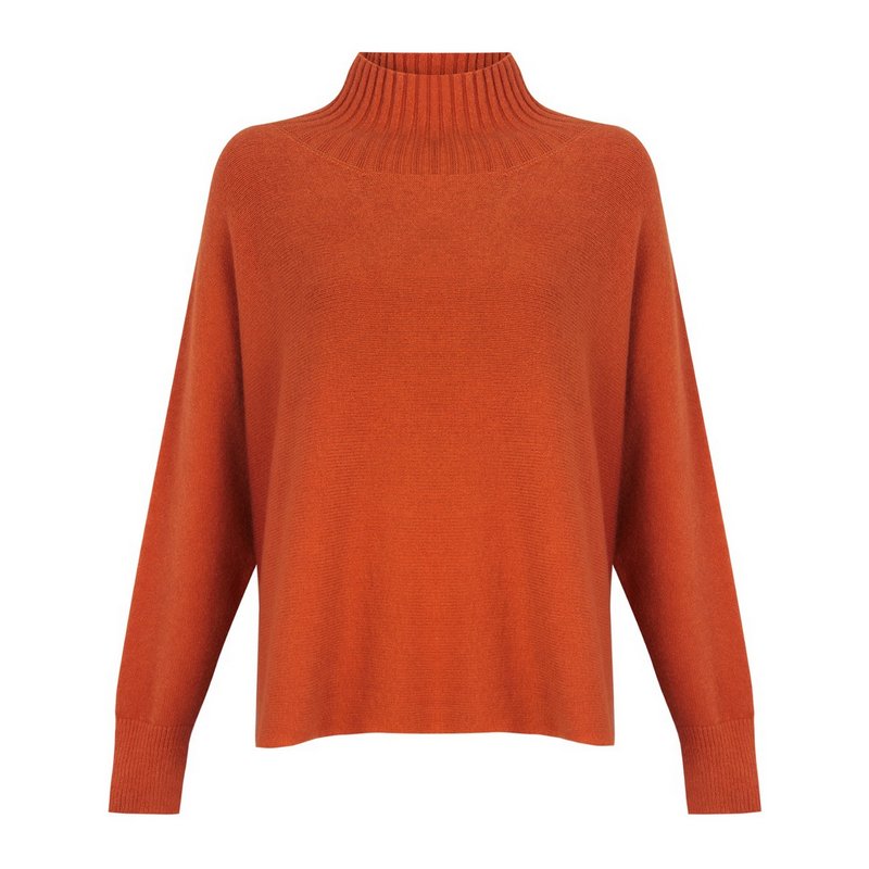 Amazing Woman Jolie Boxy High Neck Knit Burnt Orange front