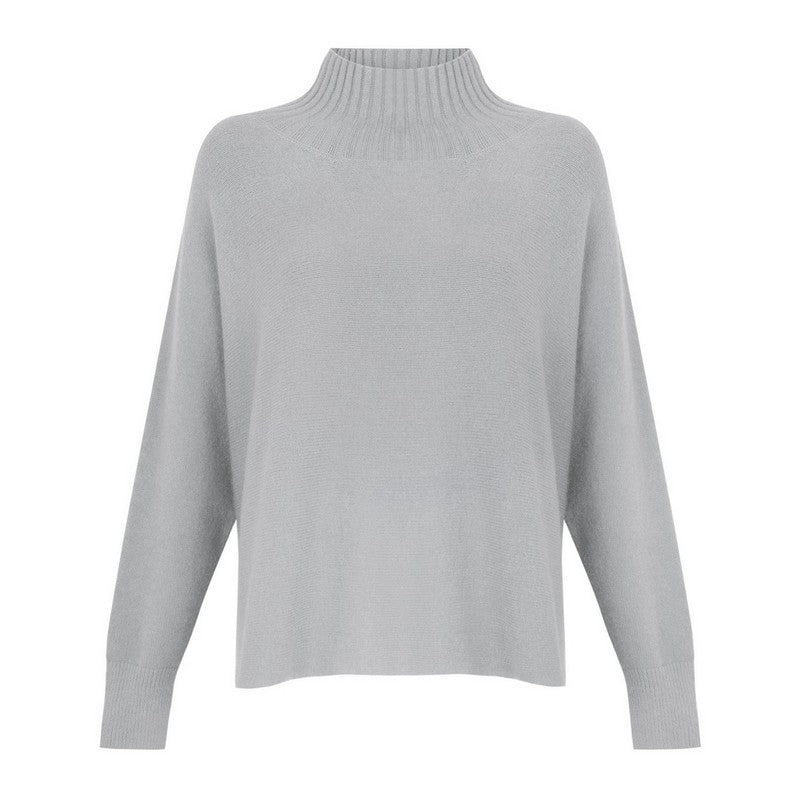 Amazing Woman Jolie Boxy High Neck Knit Silver front