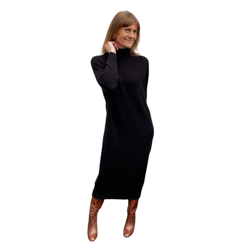 Amazing Woman Paige Polo Neck Long Dress Black on model main