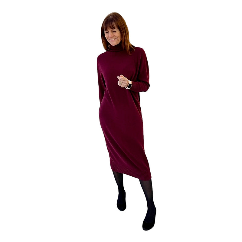 Amazing Woman Paige Polo Neck Long Dress Mulberry on model front 2