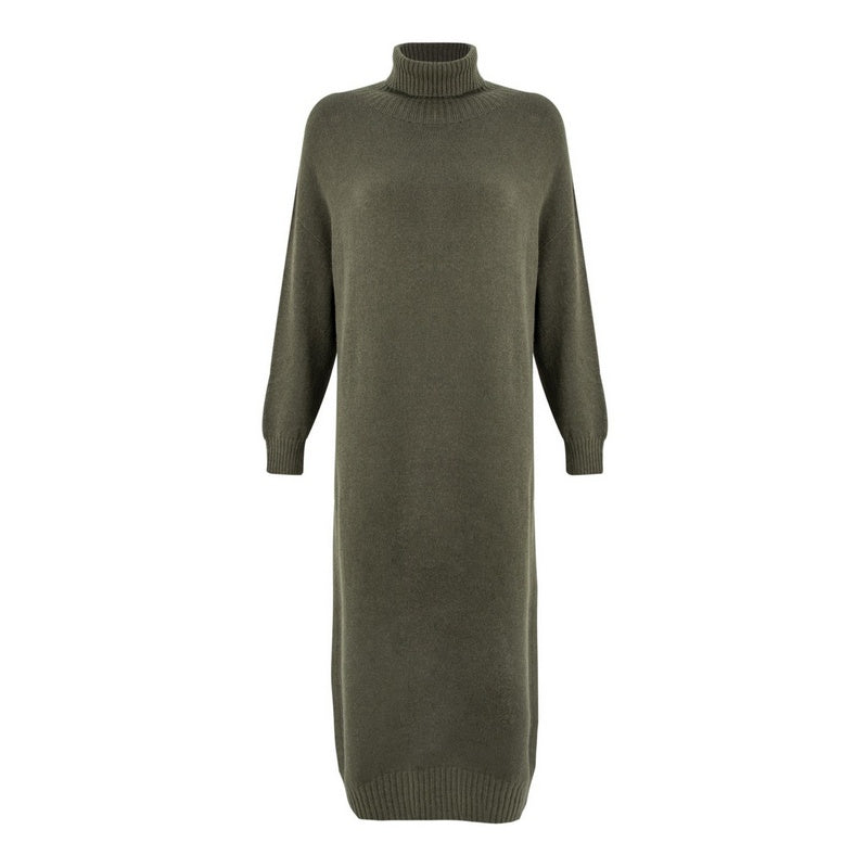Amazing Woman Paige Polo Neck Long Dress Olive Musch front