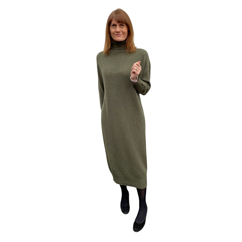 Amazing Woman Paige Polo Neck Long Dress Olive Musch on model main