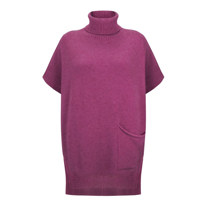 Amazing Woman Piper Roll Neck Poncho Plum