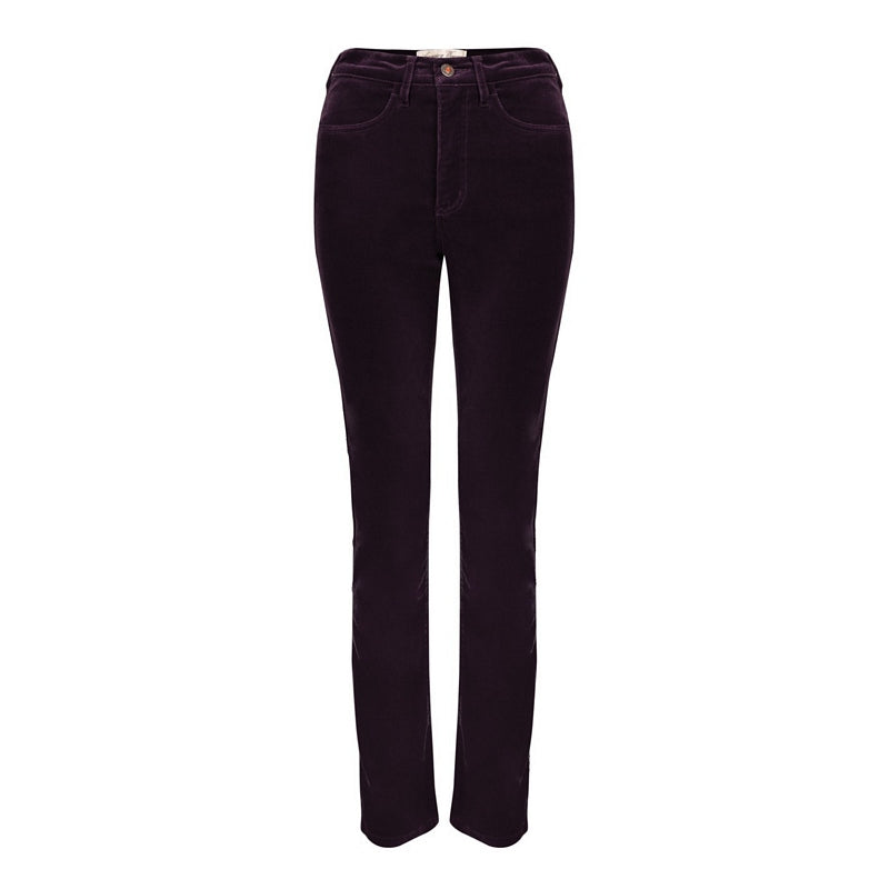 Amazing Woman Velvet Straight Leg Jeans Aubergine front