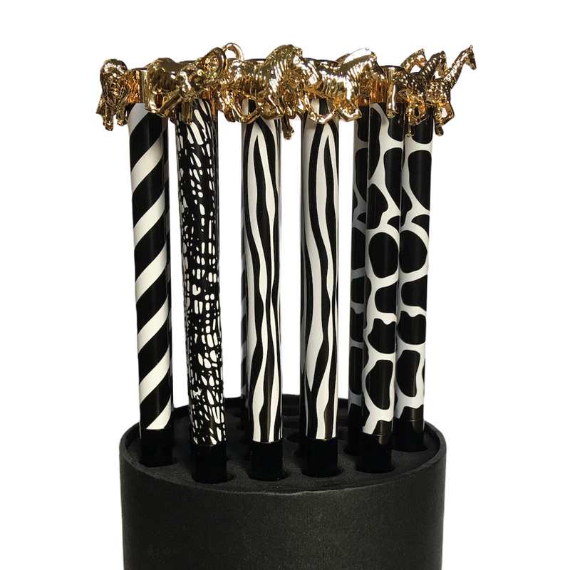 Animal Patterned Twist-action Black Ink Ballpoint Pen Selection