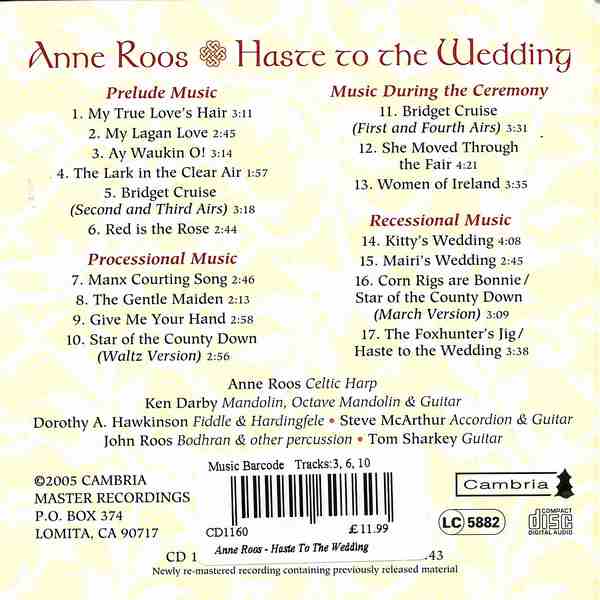 Anne Roos - Haste To The Wedding CD back cover