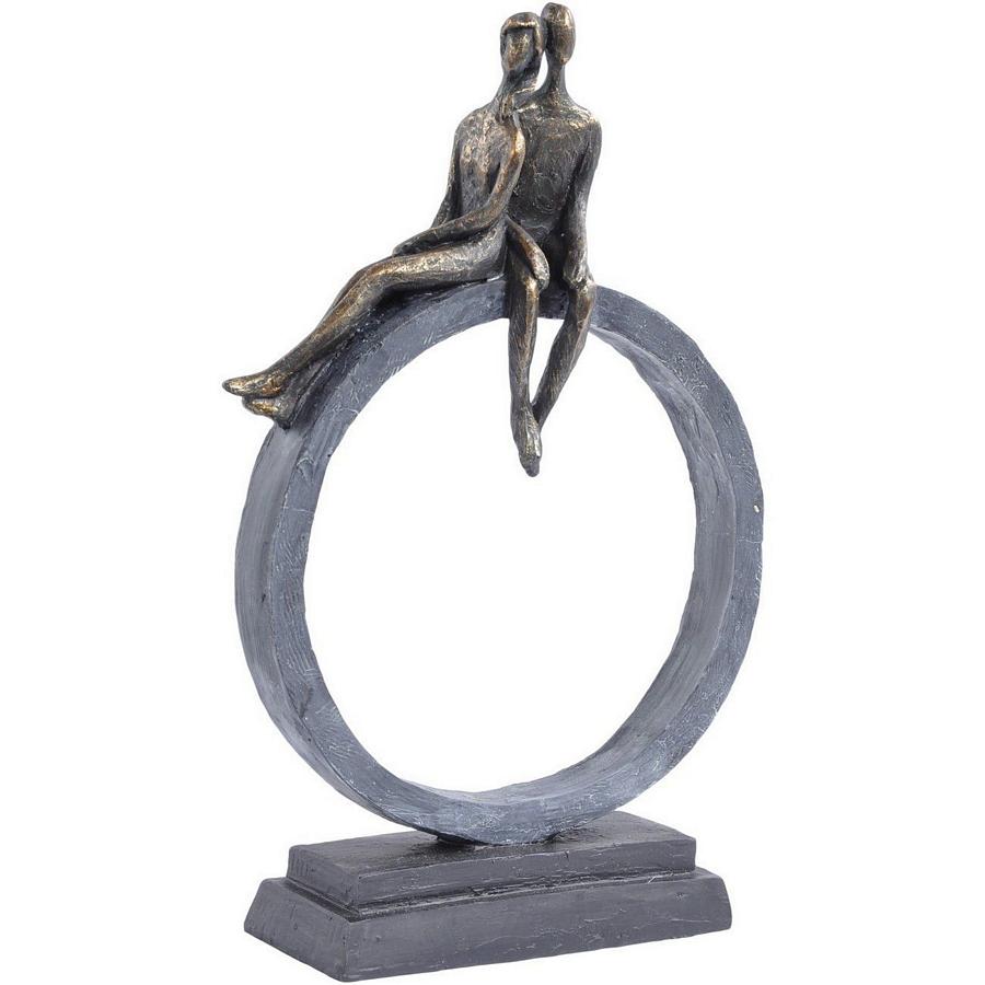 Antique Bronze Couple Sculpture On Loop Base