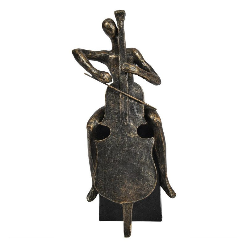 Antique Bronze Finish Cellist on Block Sculpture 704186 front