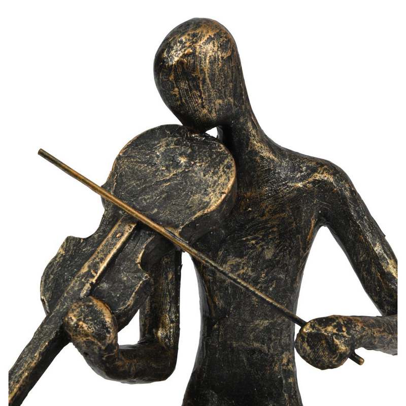 Antique Bronze Finish Fiddler Sculpture 704185 detail