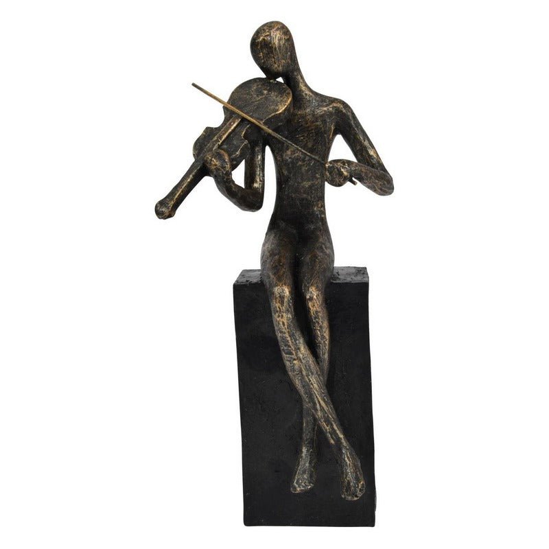 Antique Bronze Finish Fiddler Sculpture 704185 front