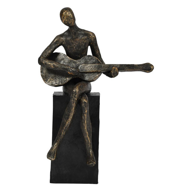 Antique Bronze Finish Guitarist Sculpture 704187 front