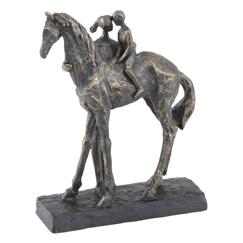 Antique Bronze Mother And Child On Horse Sculpture 702569