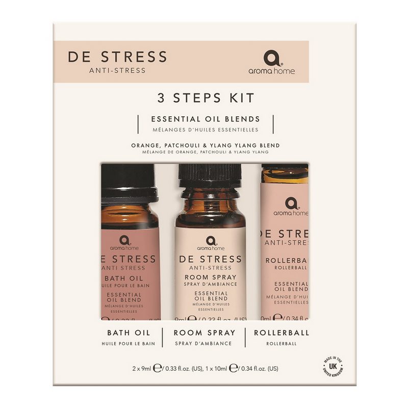 Aroma Home De-Stress 3 Step Kit AH0029DS box front