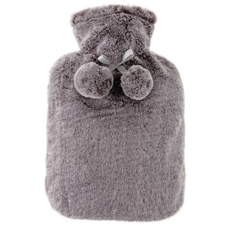 Aroma Home Grey Faux Fur Hot Water Bottle & Eye Mask GIFT-18-008 hot water bottle