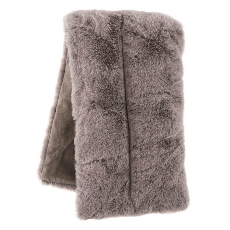 Aroma Home Microwaveable Faux Fur Body Wrap Grey BW-18-014 open