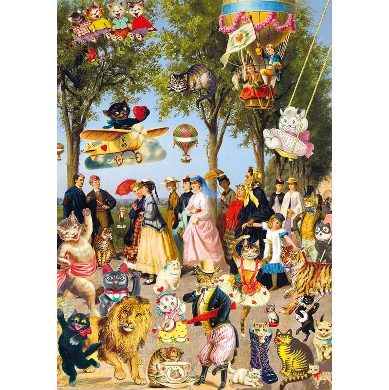 Cats Picnic and Balloon Card