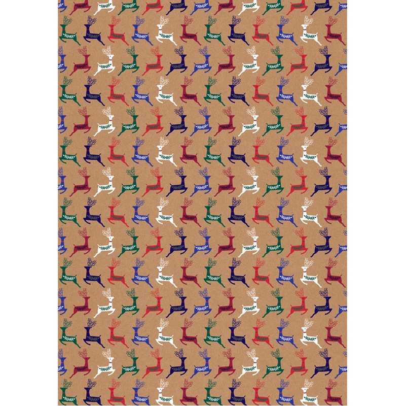 Art File Christmas Gift Wrap Kraft Reindeer GWX52 front