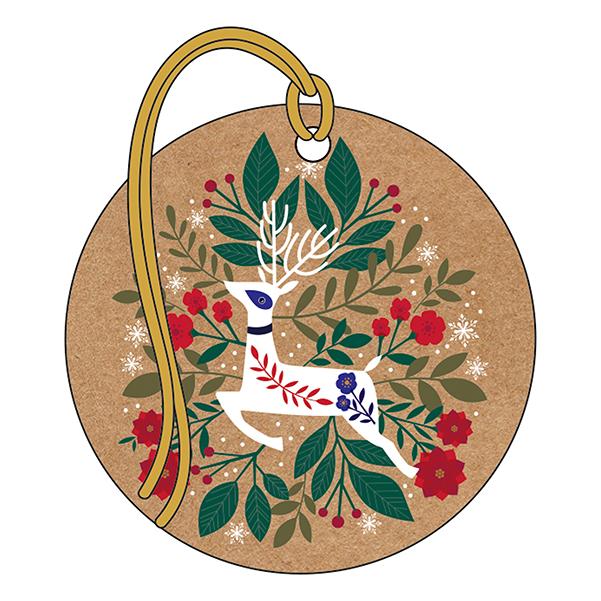 Art File Christmas Tags Kraft Reindeer Bauble Pack of 4 TAGX20 front