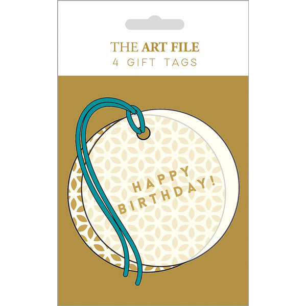 Art File Gift Tags Gold Foil Happy Birthday TAG05