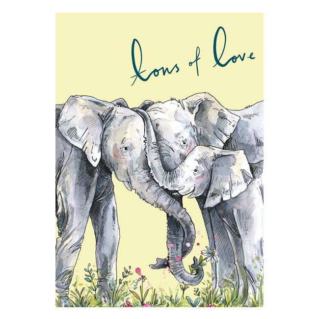 Art File Greeting Card Tons Of Love Elephants TA08a front
