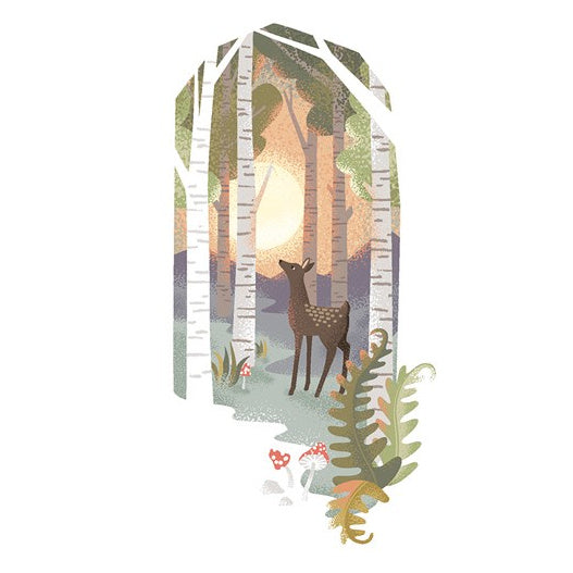 Art File Greetings Card Deer In Forest ME03A front