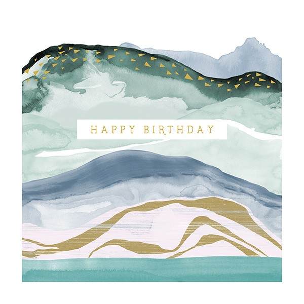 Art File Greetings Card Happy Birthday Abstract Waves PH01a front