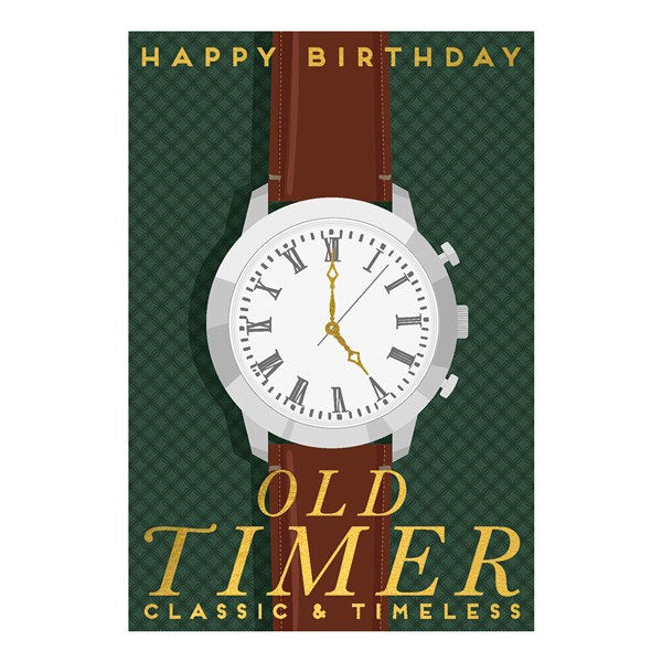 Art File Greetings Card Happy Birthday Old Timer YM14a front