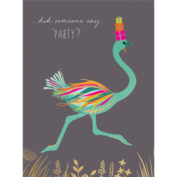 Art File Greetings Card Party Ostrich