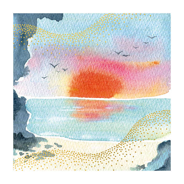 Art File Greetings Card Sunset Over Sea PH31