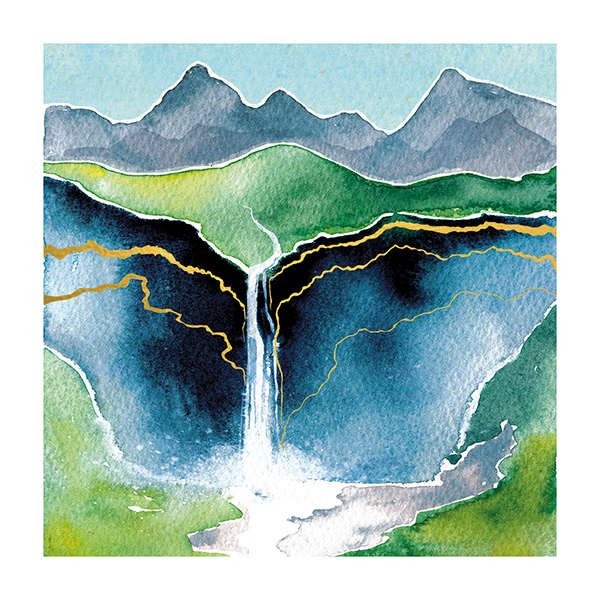 Art File Greetings Card Waterfall & Mountains PH28