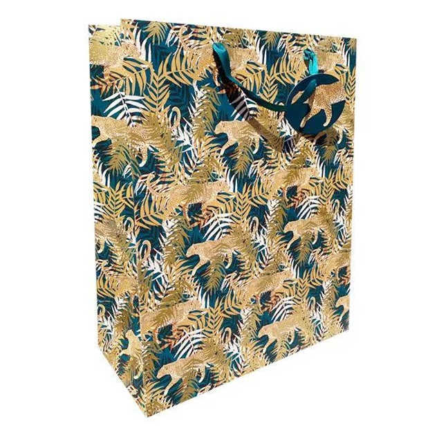 Art File Leopard & Gold Palms Large Gift Bag GB227 front